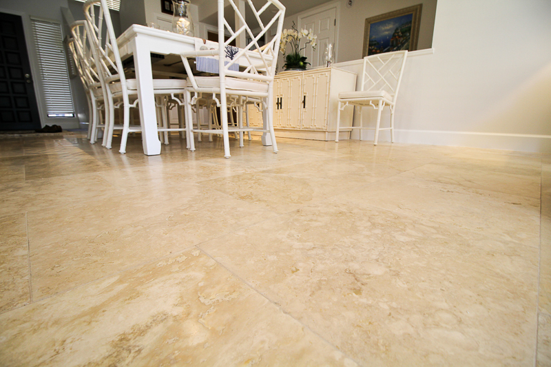 This is an 18 x 18 natural stone with almost no grout joints.