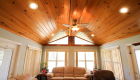 Cypress wood ceiling with a clear finish shows well in this vaulted ceiling.