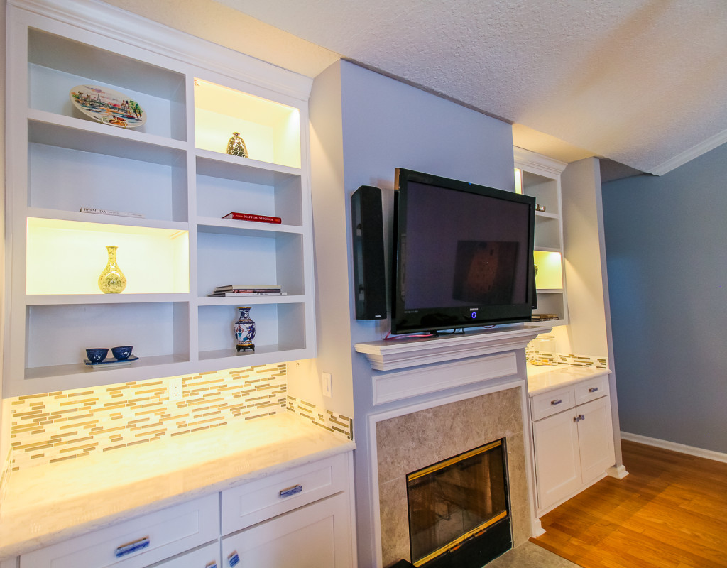 Custom built-ins create a warm atmosphere.