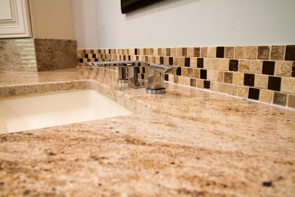 Do something different for backsplash on your vanity area.